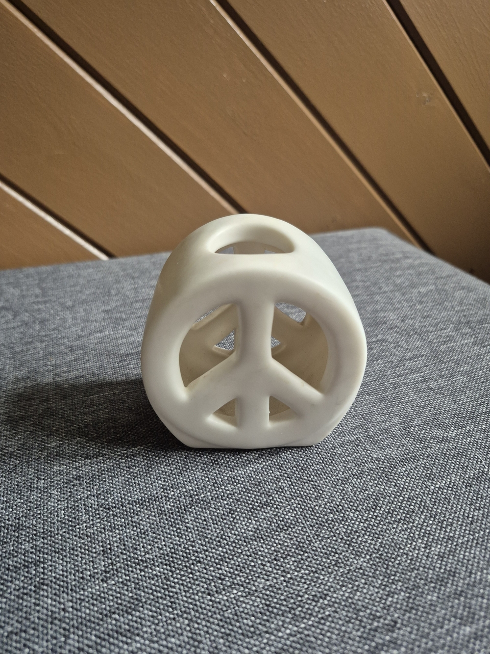 White Ceramic Peace Sign Decorative Accent